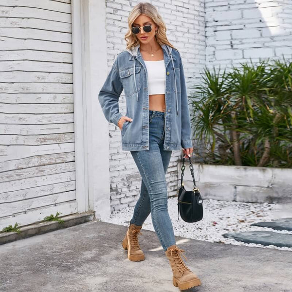 No Excuse Hood Denim Jacket