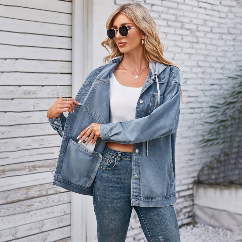 No Excuse Hood Denim Jacket