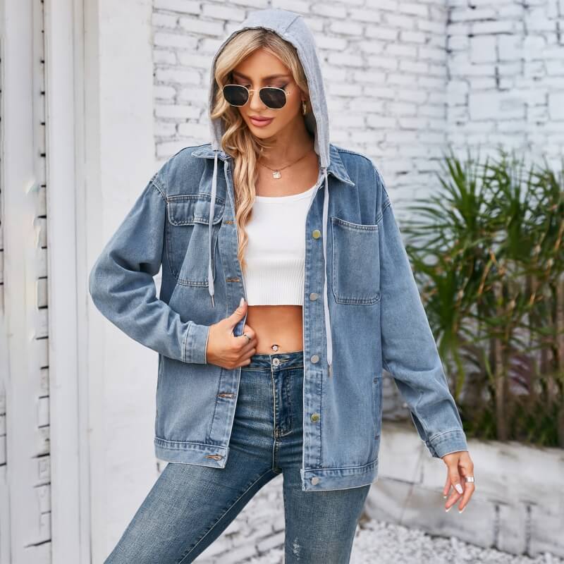 No Excuse Hood Denim Jacket