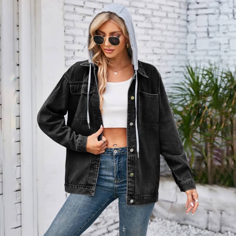 No Excuse Hood Denim Jacket