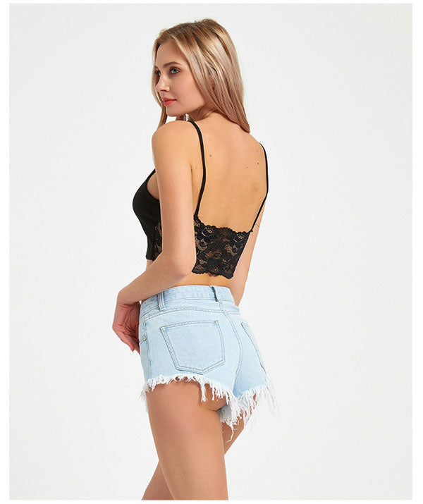 Fave Fray Hem Denim Shorts - Light Blue Wash