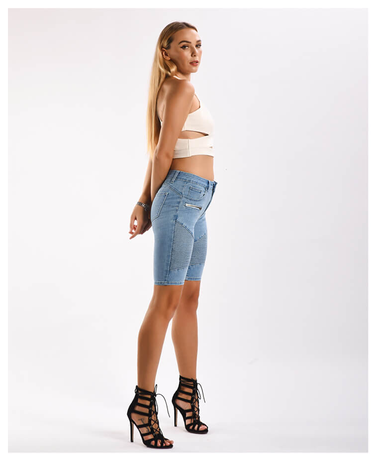 Womens Moto Style Jeans Shorts