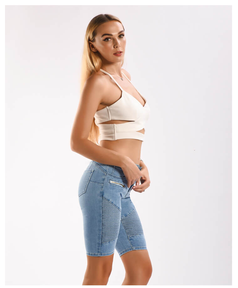 Womens Moto Style Jeans Shorts