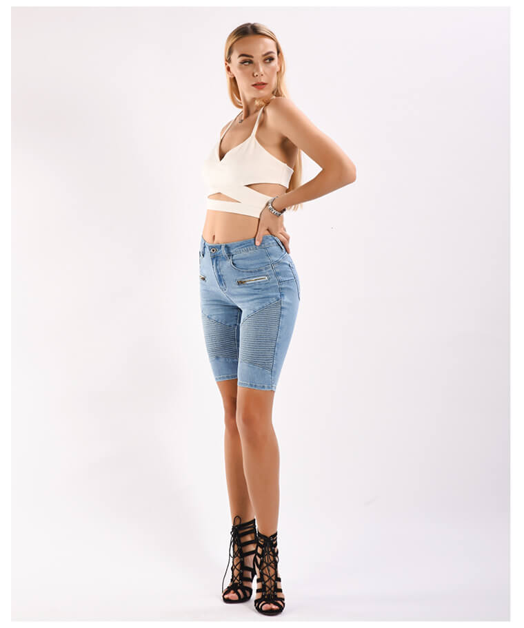 Womens Moto Style Jeans Shorts