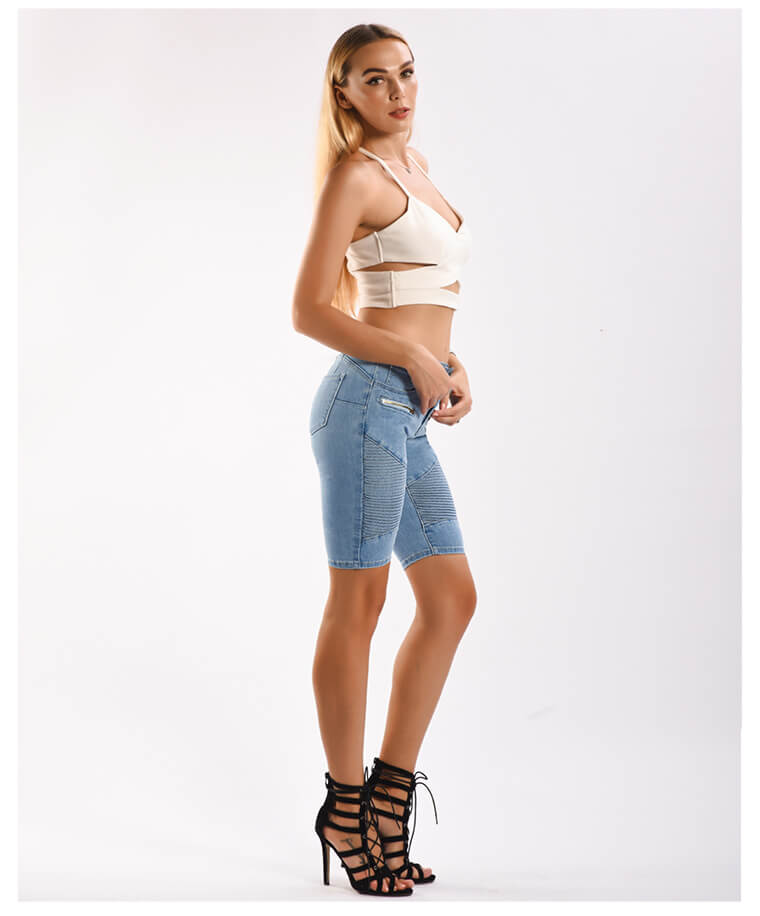 Womens Moto Style Jeans Shorts