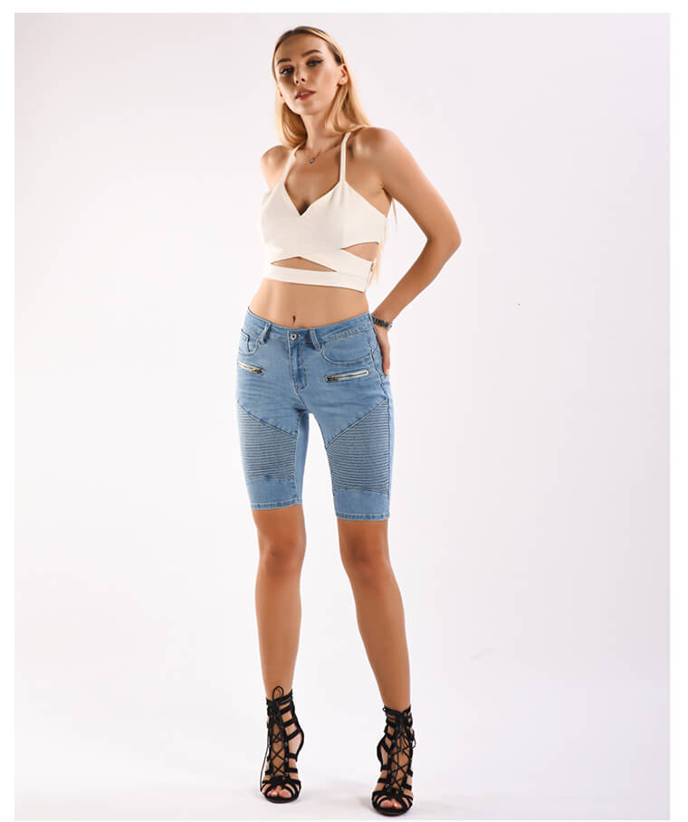 Womens Moto Style Jeans Shorts