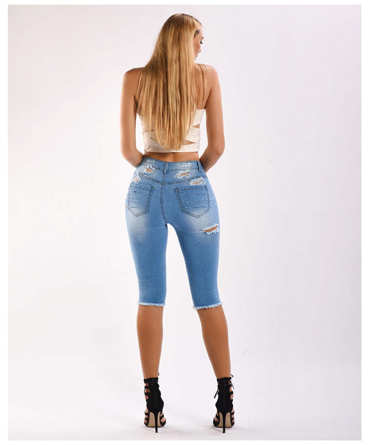 Distressed Bermuda Denim Short Jeans