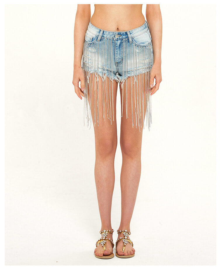 Ms Muse Rhinestone Denim Shorts