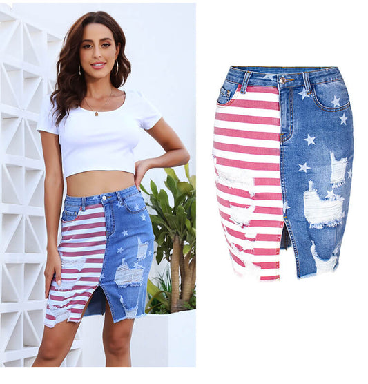 4th of July Denim Pencil Skirt