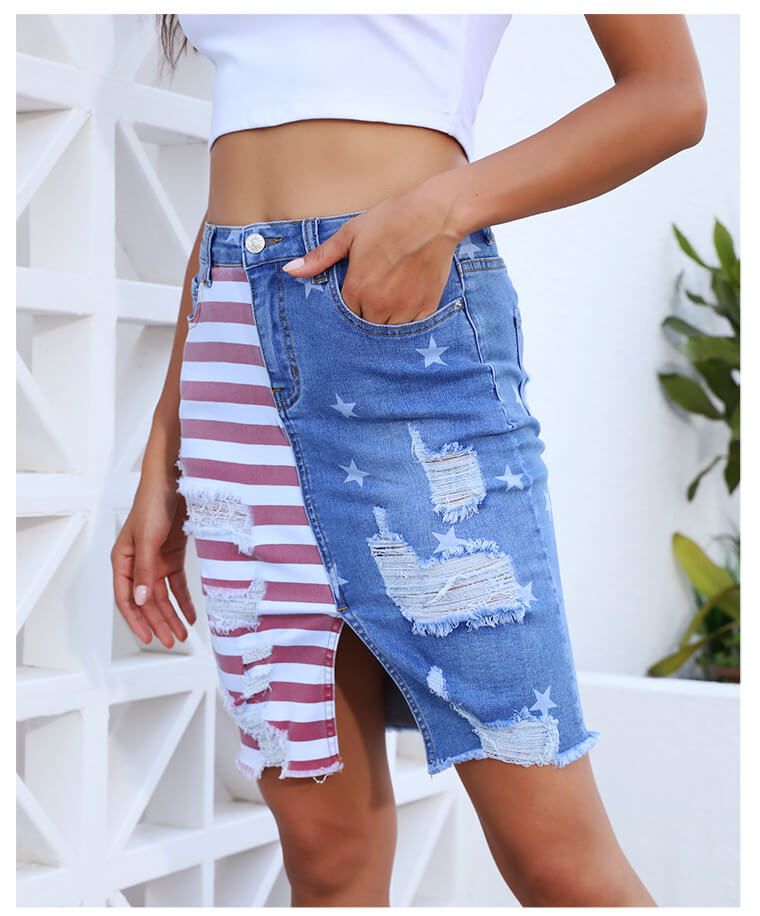 4th of July Denim Pencil Skirt