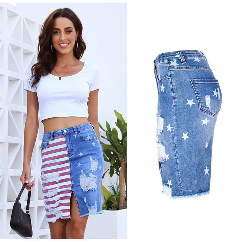 4th of July Denim Pencil Skirt