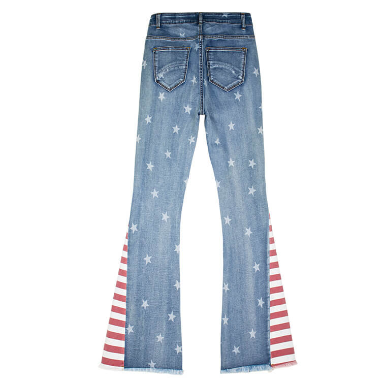 Stars and Stripes Printed Flared Jeans