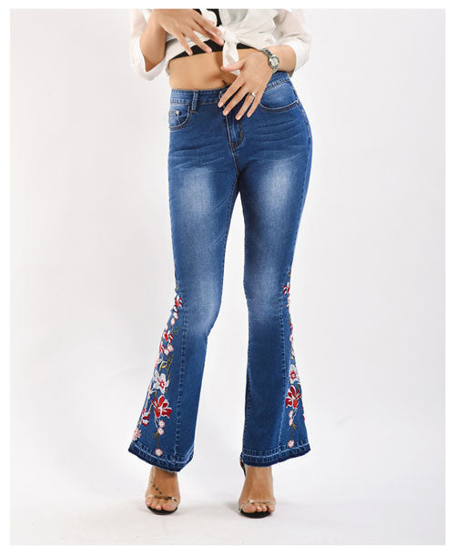 Take My Heart Flower Embroidered Jeans