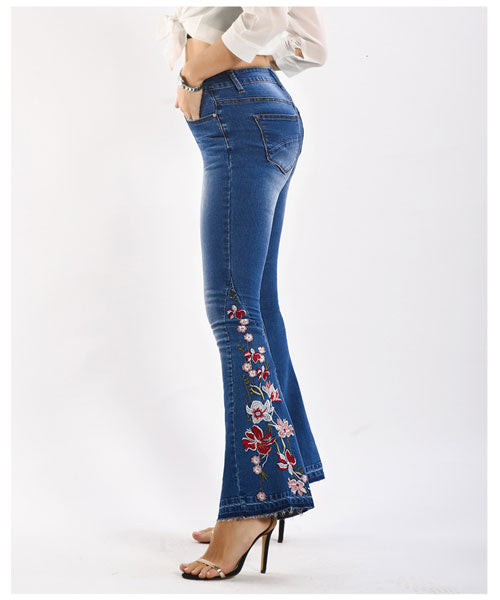 Take My Heart Flower Embroidered Jeans