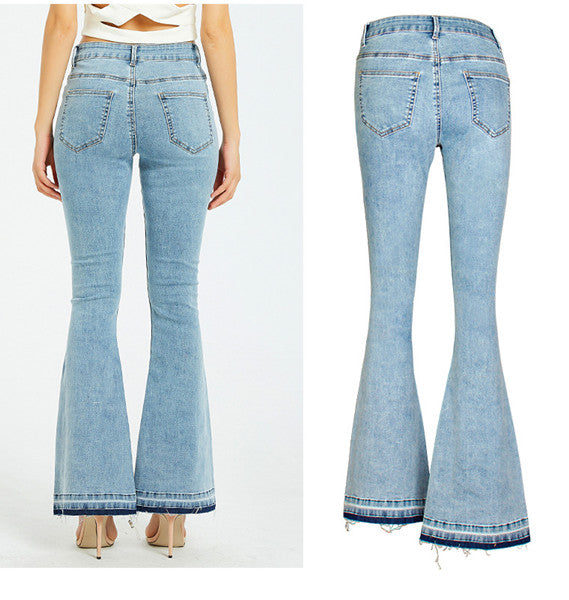 Floral Applique Bell Bottom Jeans