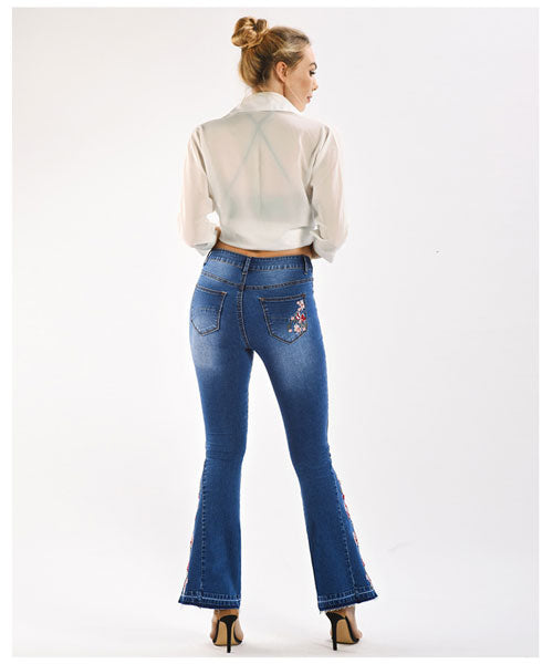 Take My Heart Flower Embroidered Jeans