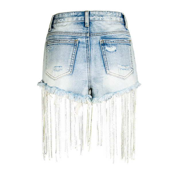 Ms Muse Rhinestone Denim Shorts