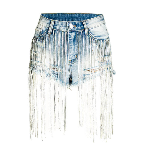 Ms Muse Rhinestone Denim Shorts